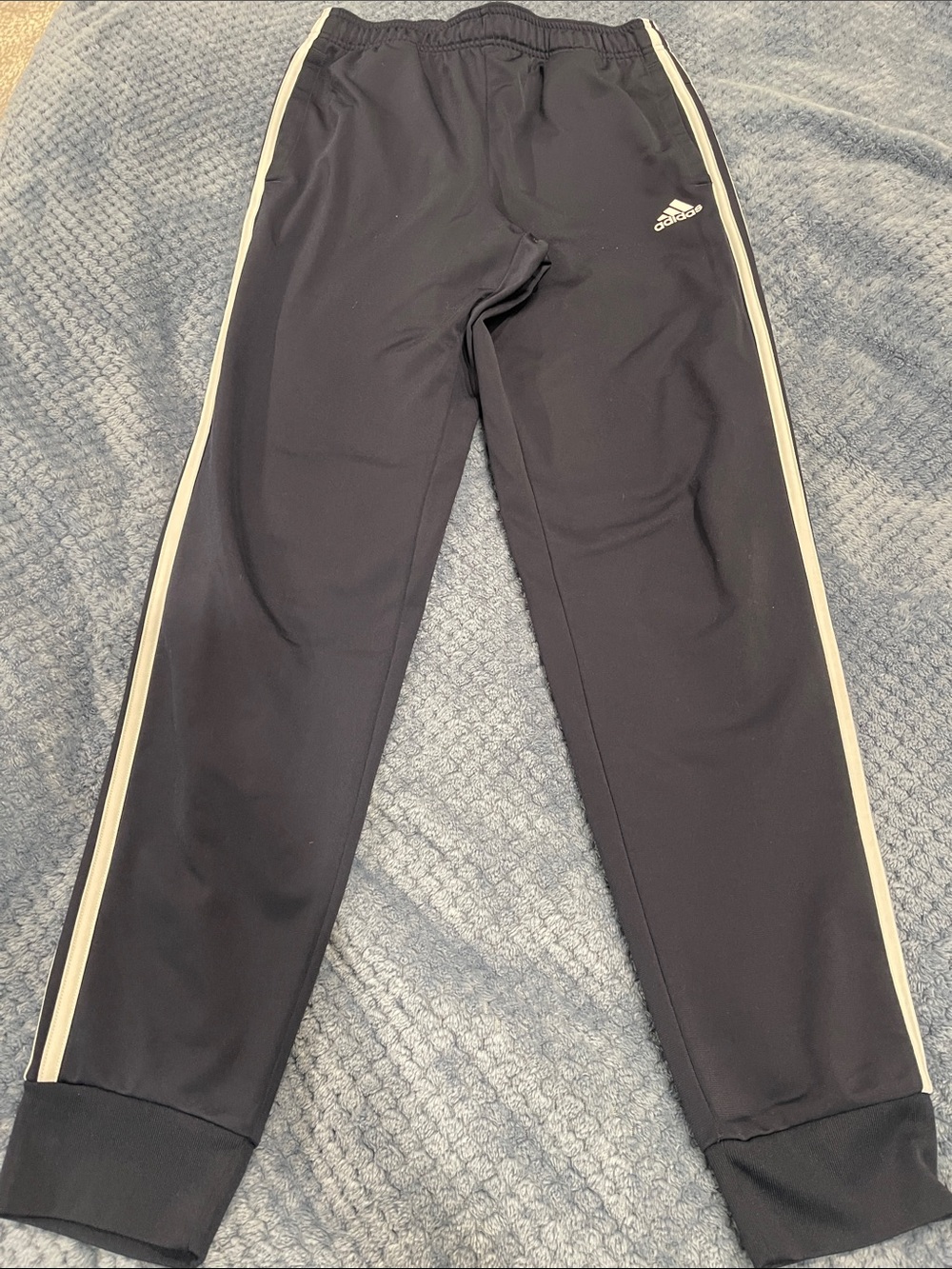 adidas Black Joggers with White Side Stripes - Kids